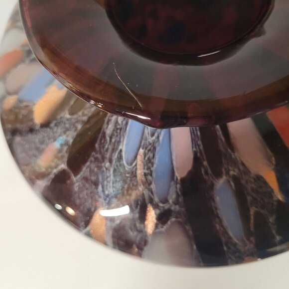 Azzurra Italy Vase Mouth Blown Italian Purple, Blue Copper Veteria Flaw 9 in - Picture 12 of 12